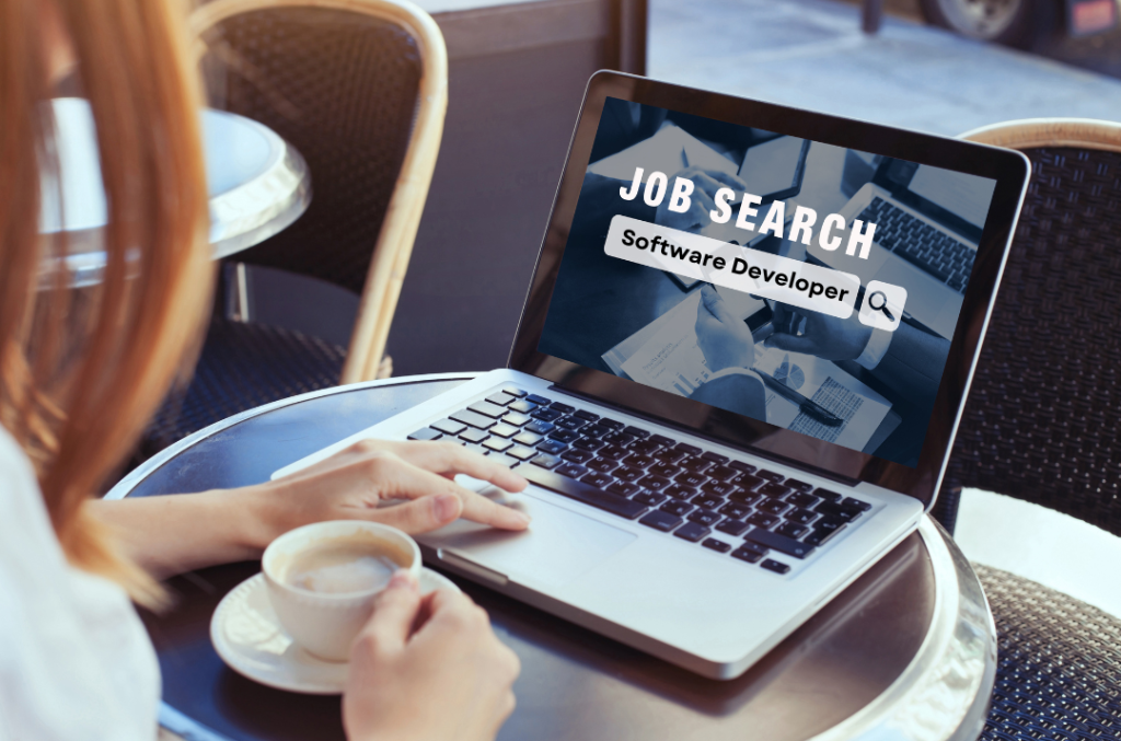 Typing job titles like 'Software Developer' in a search bar.