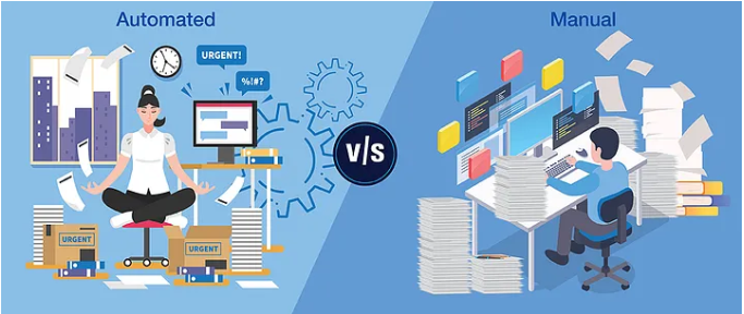 Side-by-side comparison of manual vs. automated scheduling systems.