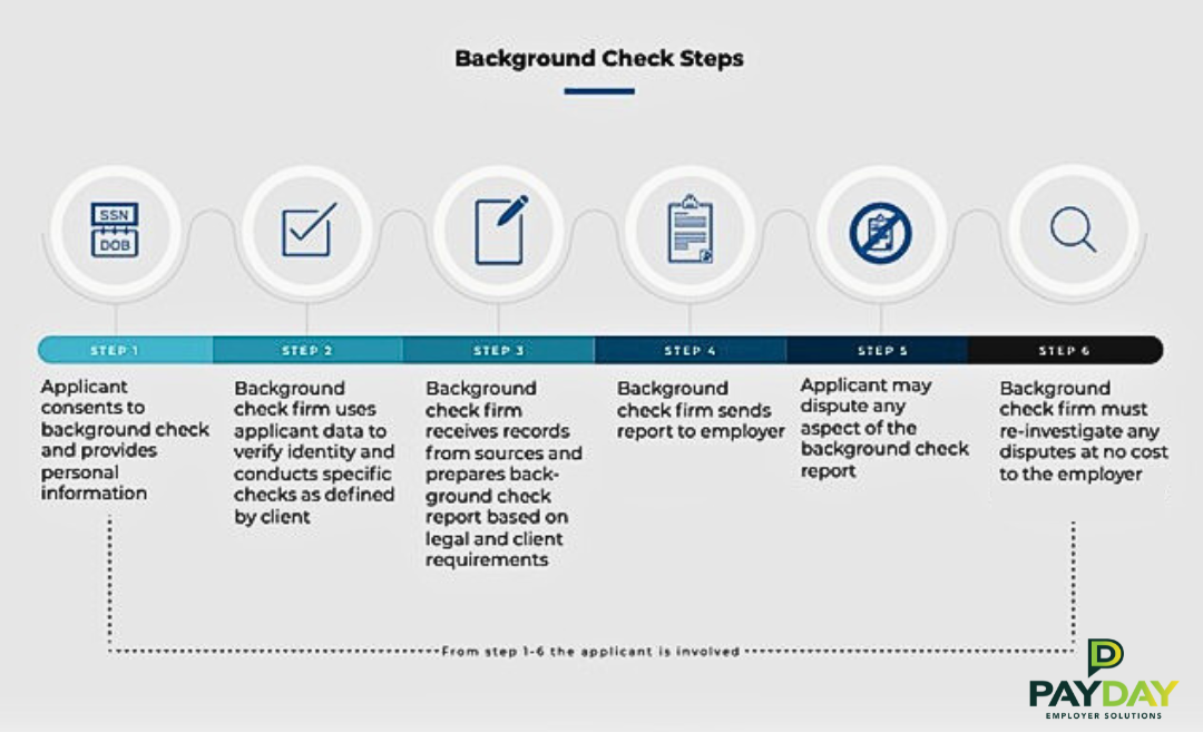 Flowchart illustrating the steps in a comprehensive background check process.