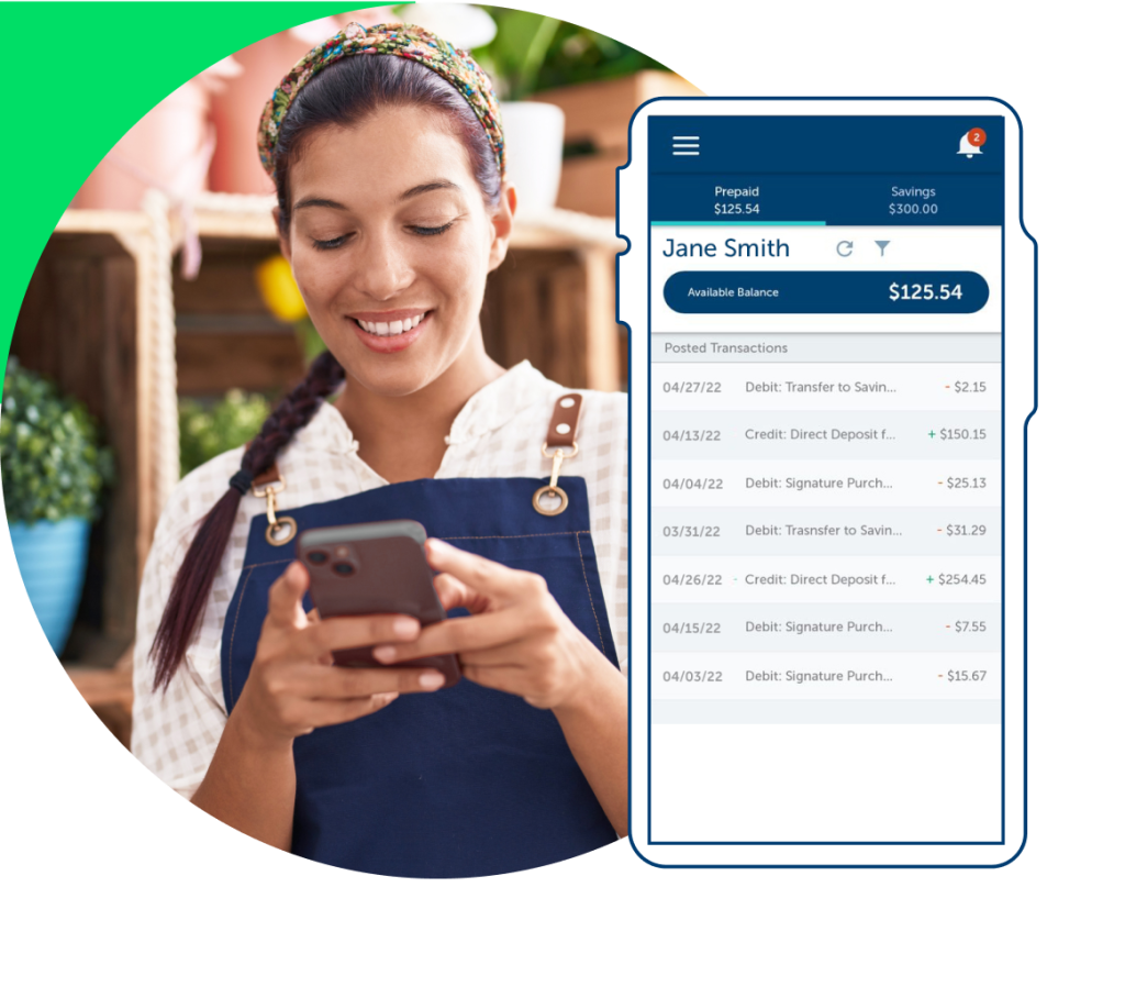 Employee using a payroll app for real-time wage access and financial insights.