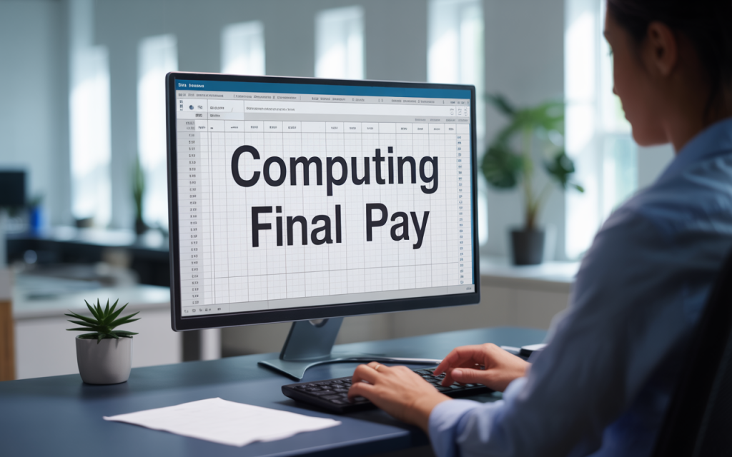 Computing Final pay in computer.