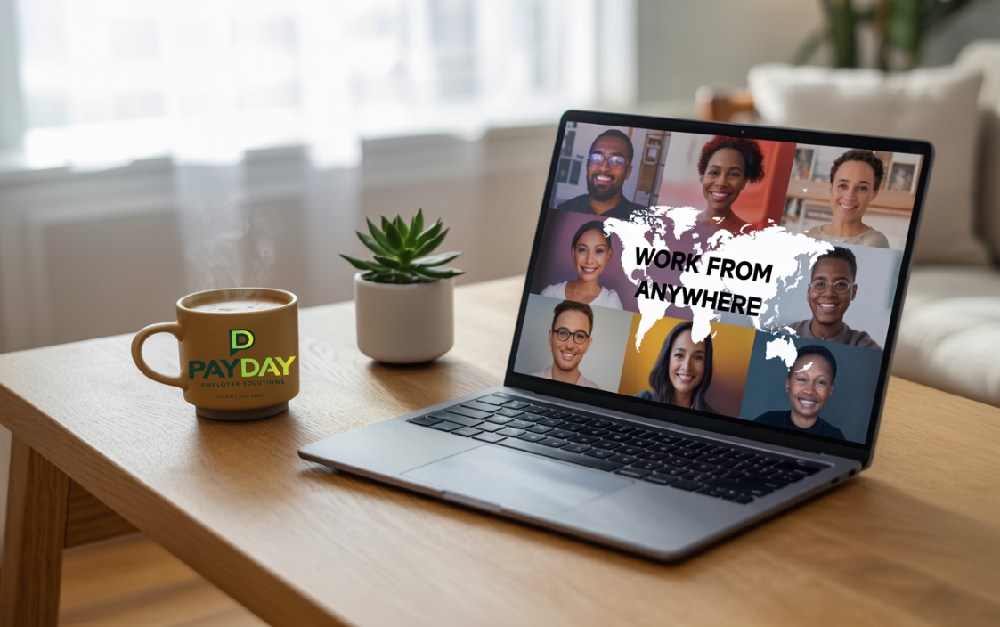 Global remote workforce connected through digital collaboration tools.