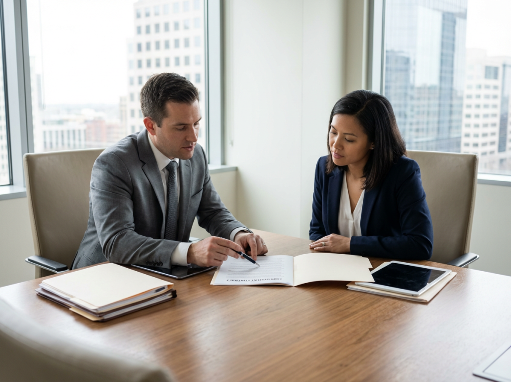 HR advisor and employer reviewing worker classification contract under NJ ABC test 2026