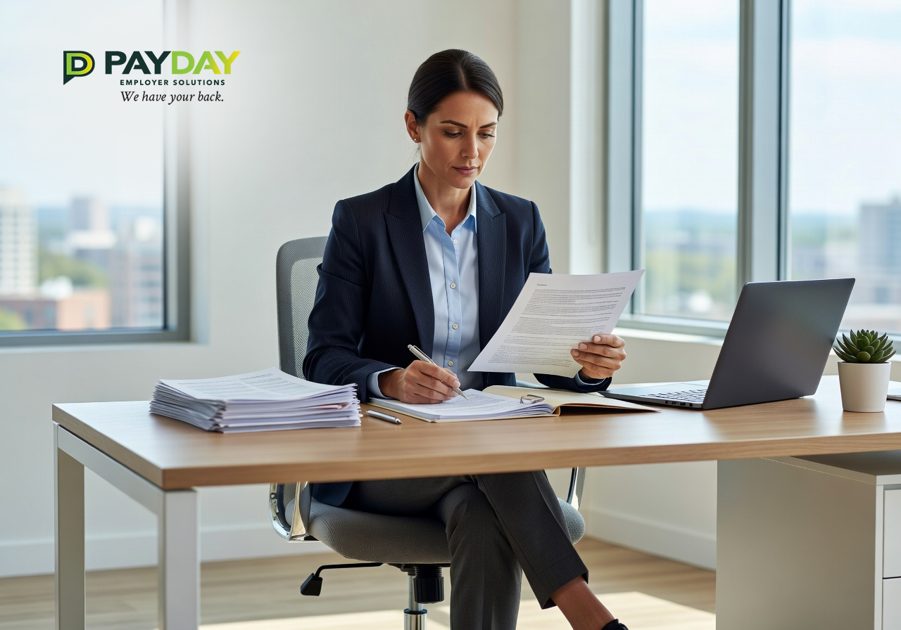 HR manager reviewing NJ paid leave compliance documents