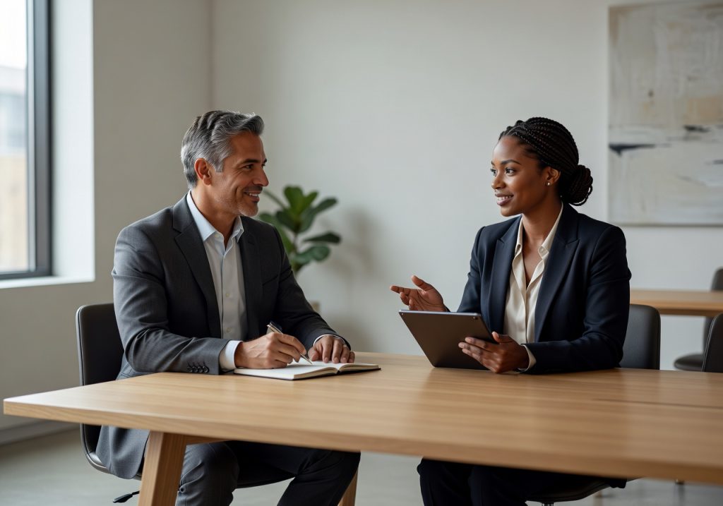Employer discussing NJ paid leave benefits with employee